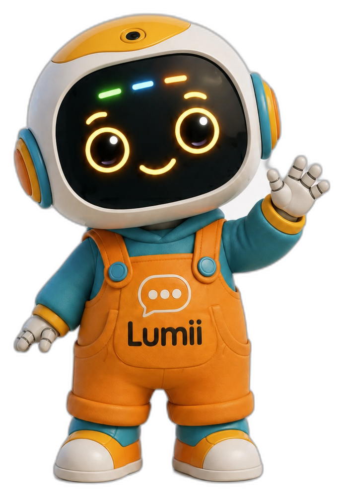 Lumii Early Years character — the youngest, friendliest companion designed for pre-literacy pupils